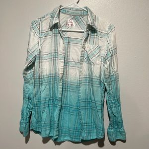 JUSTICE white to blue ombré button down shirt
